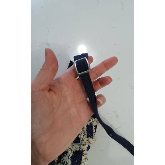 Free People Zamora Fringed Crossbody Bag in navy/cream strap boho cottagecore - Picture 6 of 8